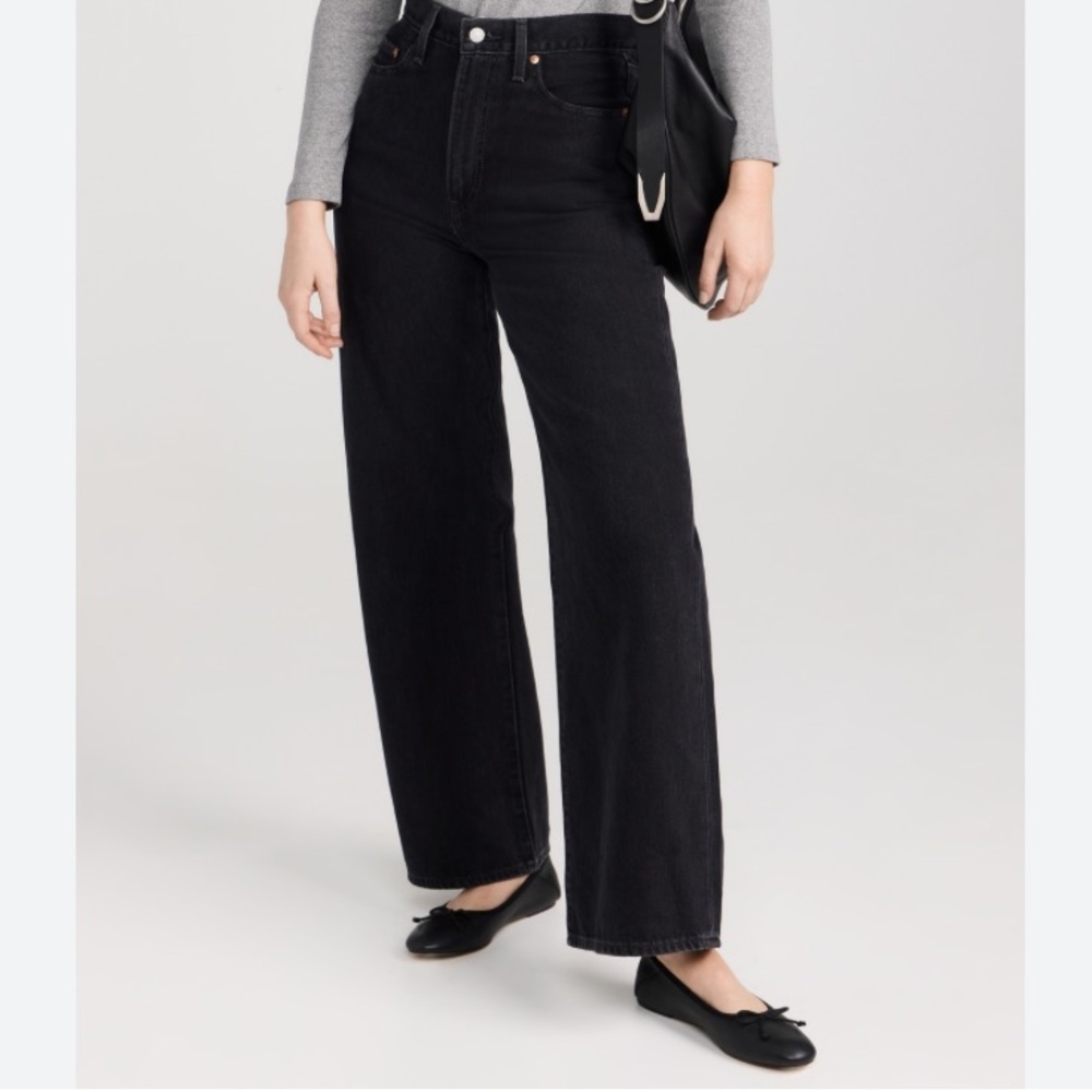 RARE Big E Levi's Black Textured Floral Print Ribcage Straight Jeans New! 29